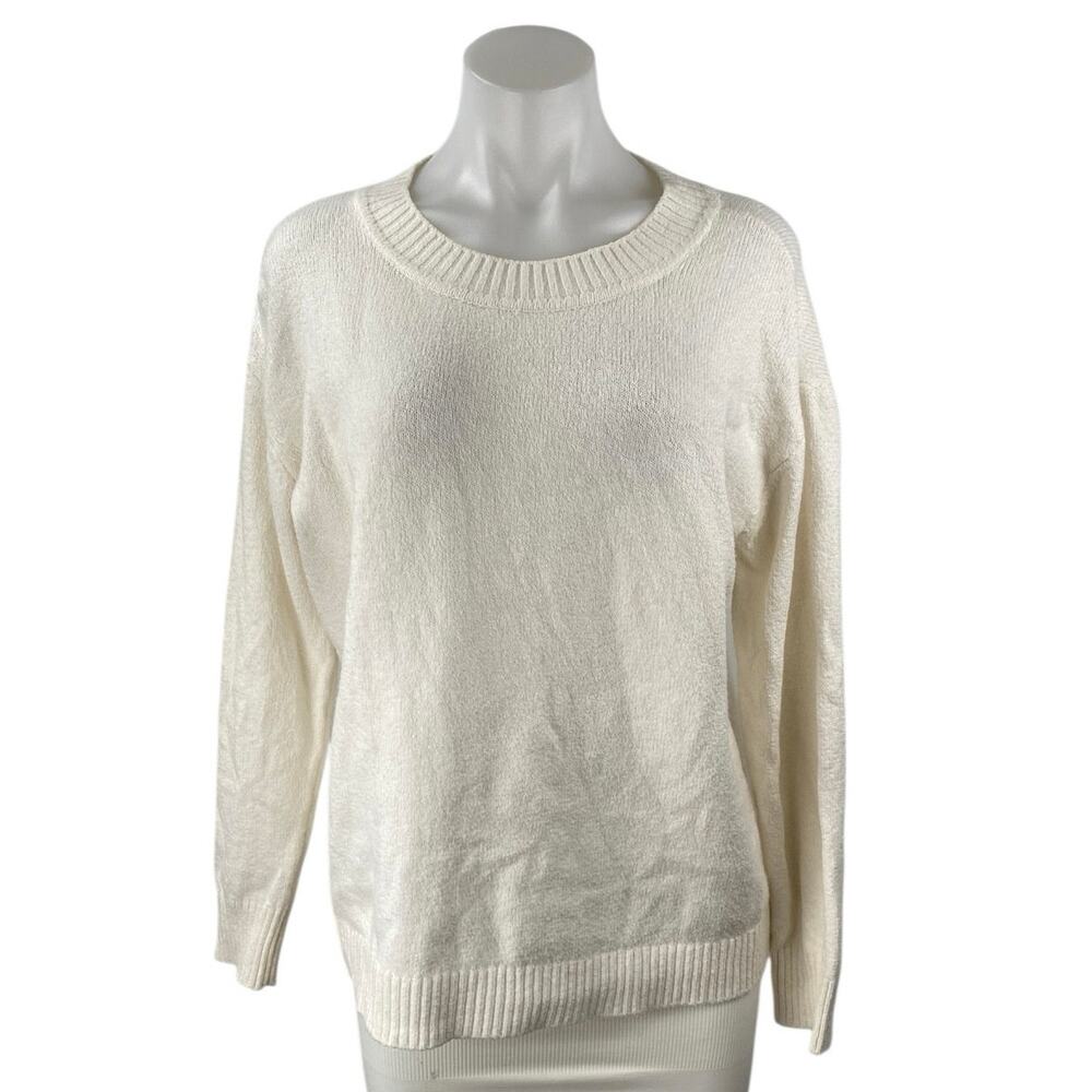 Ann Taylor LOFT Women's Cream Long Sleeve Crew Neck Sweatshirt Sweater Top XL